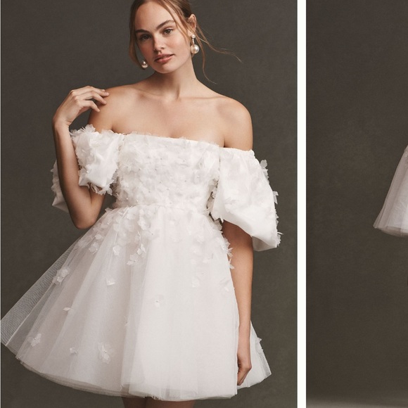 NWT BHLDN Cleo Square Neck Puff Sleeve Mini Dress - Picture 2 of 5